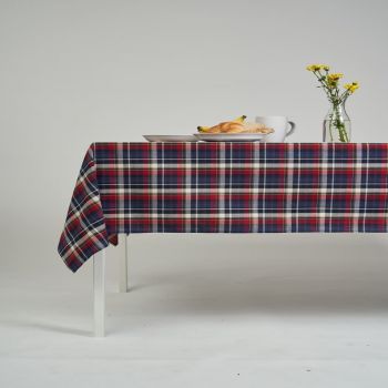 ผ้าปูโต๊ะ ผ้าคลุมโต๊ะ สี Blue Tartan ขนาด 145 x 240 cm